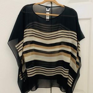 (SOLD!) Talbots Black Striped Silk Top